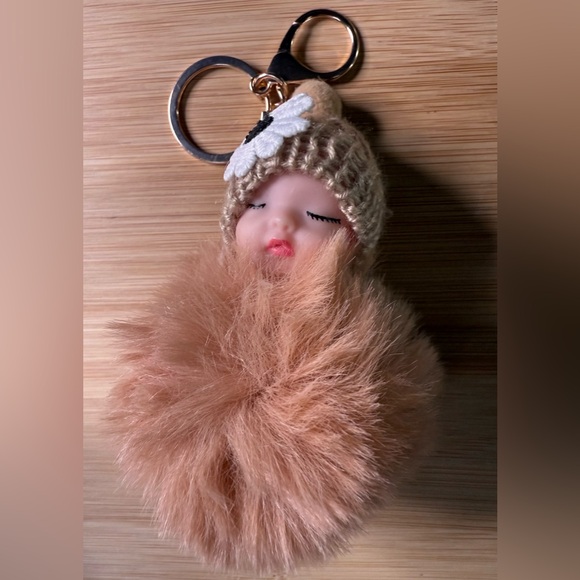 🧚🏻‍♀️ Cute Baby Doll Pom Pom Purse Charm Faux Fur Kawaii Keychain Choose 1 - Picture 3 of 5